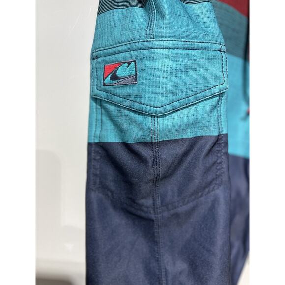 O'Neill Men’s Board Shorts Beach Surf Swim Ocean Y2K Striped Red/Blue Size 40 - Picture 7 of 12